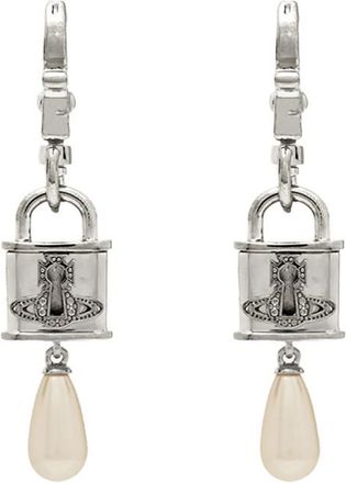 Vivienne Westwood Celestia Small Padlock Drop Earrings - Silver - One Size