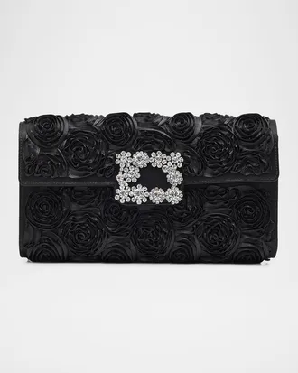 Roger Vivier Efflorescence Satin Envelope Flap Shoulder Bag