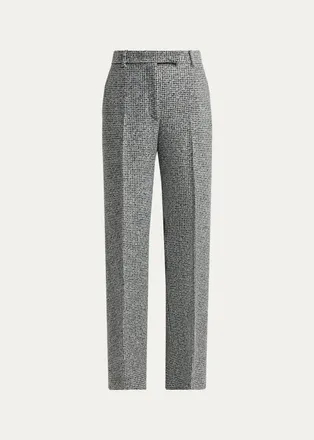 Tom Ford Sequined Broken Chevron Tweed Wide-Leg Tailored Pants