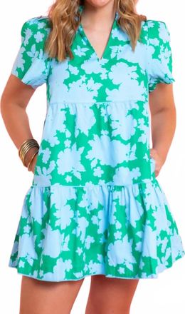 Sugarlips Riona Floral Candace Tiered Mini Dress In Green