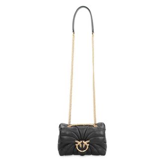 Pinko Cross Body Bags, female, Black, Size: ONE SIZE Love Puff Leather Mini Crossbody Bag