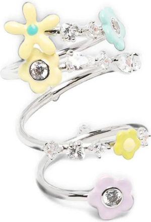 Yvmin Yvmin - Flower Gemstone Spiral Ring - Dames - Accessoires - Grijs - Maat: 52 MM