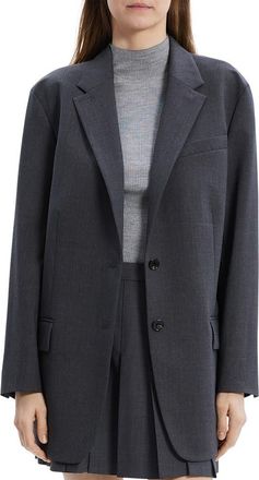 Theory Stretch Wool Blend Blazer in Charcoal Melange at Nordstrom, Size Medium
