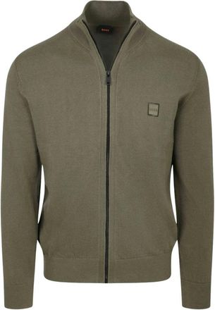 HUGO BOSS Cardigan - Heren - Vesten - Groen - S - Katoen - Truien & Vesten