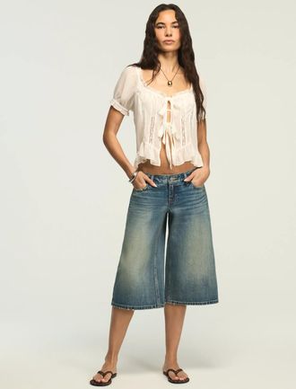 Lucky Brand Womens Super Low Rise Ultra Wide Culotte