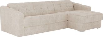 Vente-Unique Sof&aacute; rinconera reversible de apertura r&aacute;pida en tela texturizada beige - Cama de 140 cm - Colch&oacute;n con viscoel&aacute;stica de 22 cm DARIELO