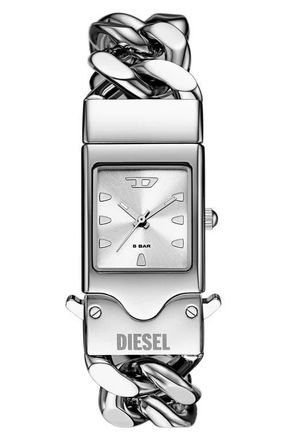Diesel Closer Curb Chain Bracelet Watch, 22mm x 27mm in Silver at Nordstrom