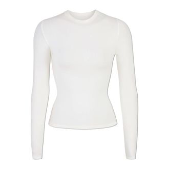 SKIMS Katoenen Jersey Longsleeve T-shirt - Dames - Longsleeves - Wit - XL - Katoen - Tops