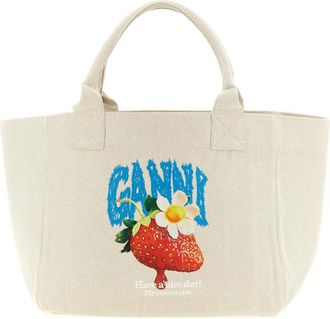 Ganni White Strawberry Medium Tote