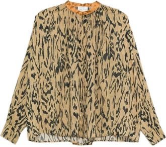 Forte_Forte Dames, Blouses & Shirts, Bruin, Maat: M Katoen