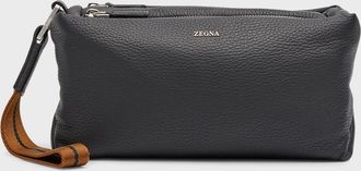 Ermenegildo Zegna Mens Deerskin Double-Zip Pouch