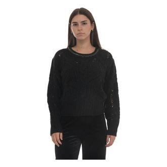 Liu Jo Mf 5452 Ma 37R Pullover - Dames - Ronde hals truien - Zwart - S - Wol - Truien & Vesten