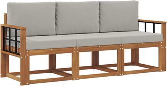 vidaXL Conjunto De Sof&aacute;s De Exterior 3 Uds. Gris Natural Y Claro Vidaxl