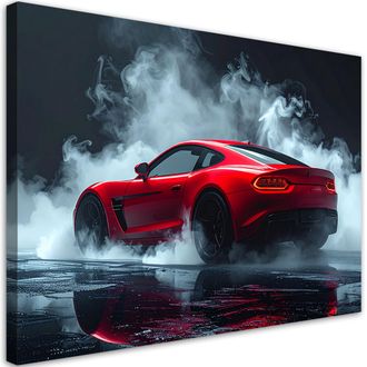Feeby Cuadro Sobre Lienzo, Coche Deportivo Rojo, 120x80