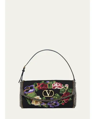 Valentino Garavani Floral Beaded Shoulder Bag
