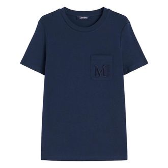 Max Mara T-Shirts, female, Blue, Size: M Dark Blue Wooden Fashion Dress