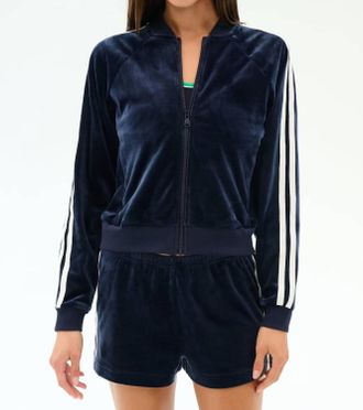 SPLITS59 Heritage Velour Bomber Jacket In Navy