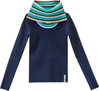 Sunnei Folded Top - Dames - Coltruien - Blauw - S - Polyester - Truien & Vesten