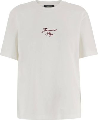 Jacquemus T-Shirts, male, White, Size: XL The Bateau T-shirt