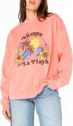 Roxy Line-Up Playa Oversize Graphic Sweatshirt in Sugar Coral Solid at Nordstrom Rack, Size X-Small