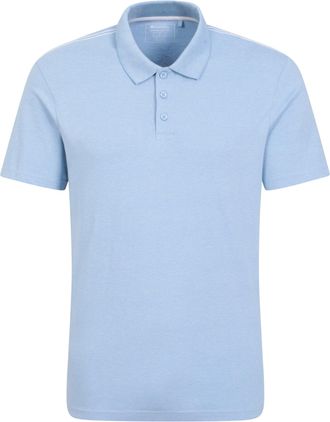 Mountain Warehouse Cordyline Textured Mens Polo - Comfortable Tee Shirt in 100% Cotton with UPF 50+ - for Spring Summer, Outdoors, Travel & Holiday Pale Blue 2XL
