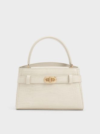 Charles & Keith Aubrielle Croc-Effect Top Handle Bag