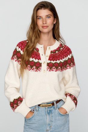Pilcro Cotton Wool Blend Henley Sweater
