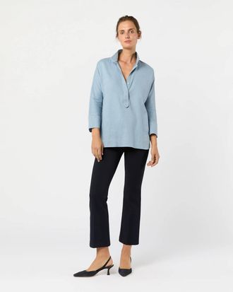 Ann Mashburn Fanny Shirt In Sky Brushed Twill