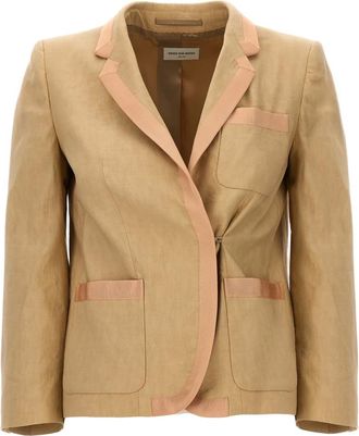 Dries Van Noten Jassen, Dames, Beige, S, Katoen, Bessie Double-Breasted Blazer