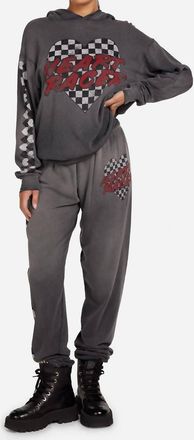 Lauren Moshi Tanzy Heart Racer Sweatpant In Gray