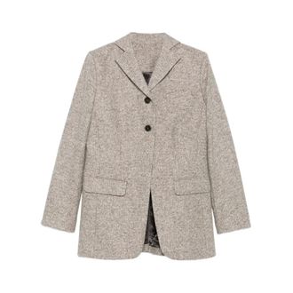 Mark Kenly Domino Tan Beige Notched Lapel Button Jacket