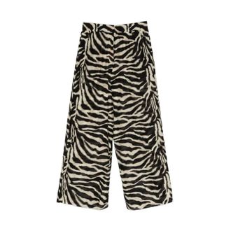 Ermanno Scervino Wide Trousers, female, Black, Size: M Zebra Print Palazzo Pants
