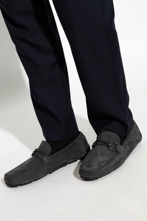 Ferragamo Suede Loafers Front, Mens, Grey