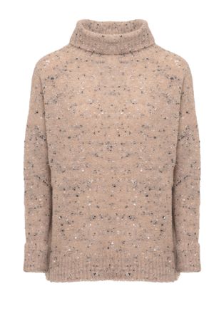D.exterior Beige High-Neck Wool Sweater