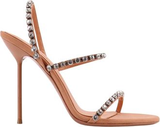 PARIS TEXAS Lidia Satin Sandal - Dames - Sandalen met hakken - Beige - 36 EU - Leer - Schoenen