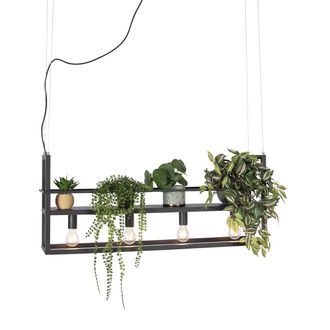 QAZQA Lampada A Sospensione Tavolo Soggiorno Cage Rack - Industriale - Acciaio - Nero - Oblungo Max. 4 X Watt - Qazqa