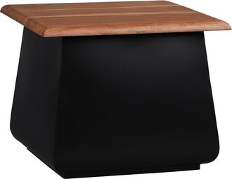WOMO-DESIGN Mesa auxiliar 50x40x50 cm madera de acacia negra/natural y metal