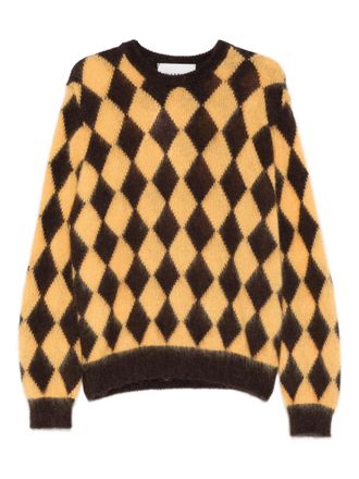 Amaranto diamond-pattern sweater - men - Mohair/Polyester/Wool - M - Brown