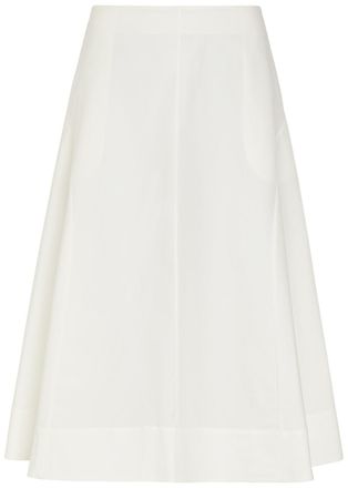 Khaite Artin Flared Cotton-poplin Midi Skirt - White - 10 (UK14 / L)