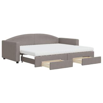 vidaXL Vidaxl - Divano Letto Estraibile Con Cassetti Tortora 90x200 Cm Tessuto