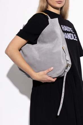 Moschino Suede Handbag, Womens, Grey