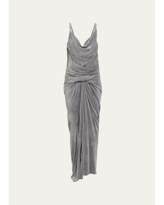 Rick Owens Strutter Drape Velvet Maxi Dress