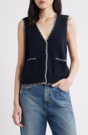 Rails Annika Vest in Navy White Blanket Stitch at Nordstrom Rack, Size Xx-Small