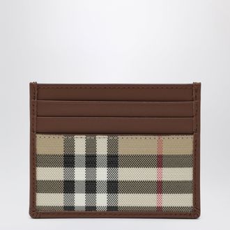 Burberry Check credit card holder in coated cotton, beige