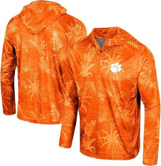 Colosseum Mens Colosseum Orange Clemson Tigers Palms Printed Lightweight Quarter-Zip Hooded Top at Nordstrom, Size X-Large