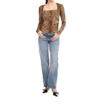 Fifteen Twenty Cady Side Shirred Top In Leopard