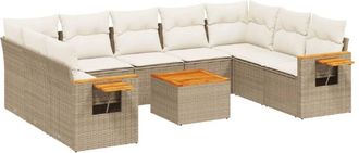 vidaXL Juego De Sof&aacute;s Jard&iacute;n Con Cojines Beige 10 Pzas Rat&aacute;n Sint&eacute;tico Vidaxl