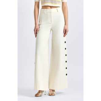 Derek Lam Tova Button Wide Leg Pants in Soft White at Nordstrom, Size 12