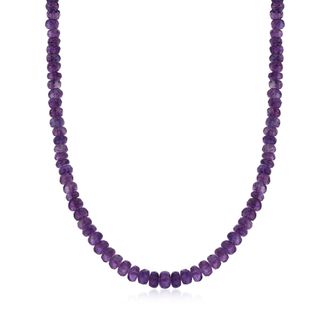 Ross-Simons Amethyst Bead Necklace With Sterling Silver