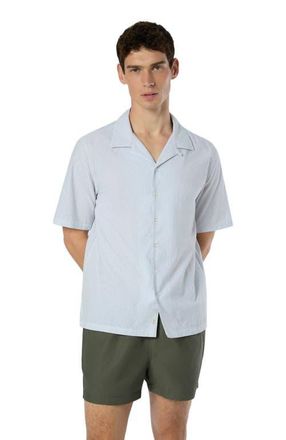 Onia Poplin Seersucker Convertible Vacation Shirt in Deep Navy/white at Nordstrom, Size Xx-Large